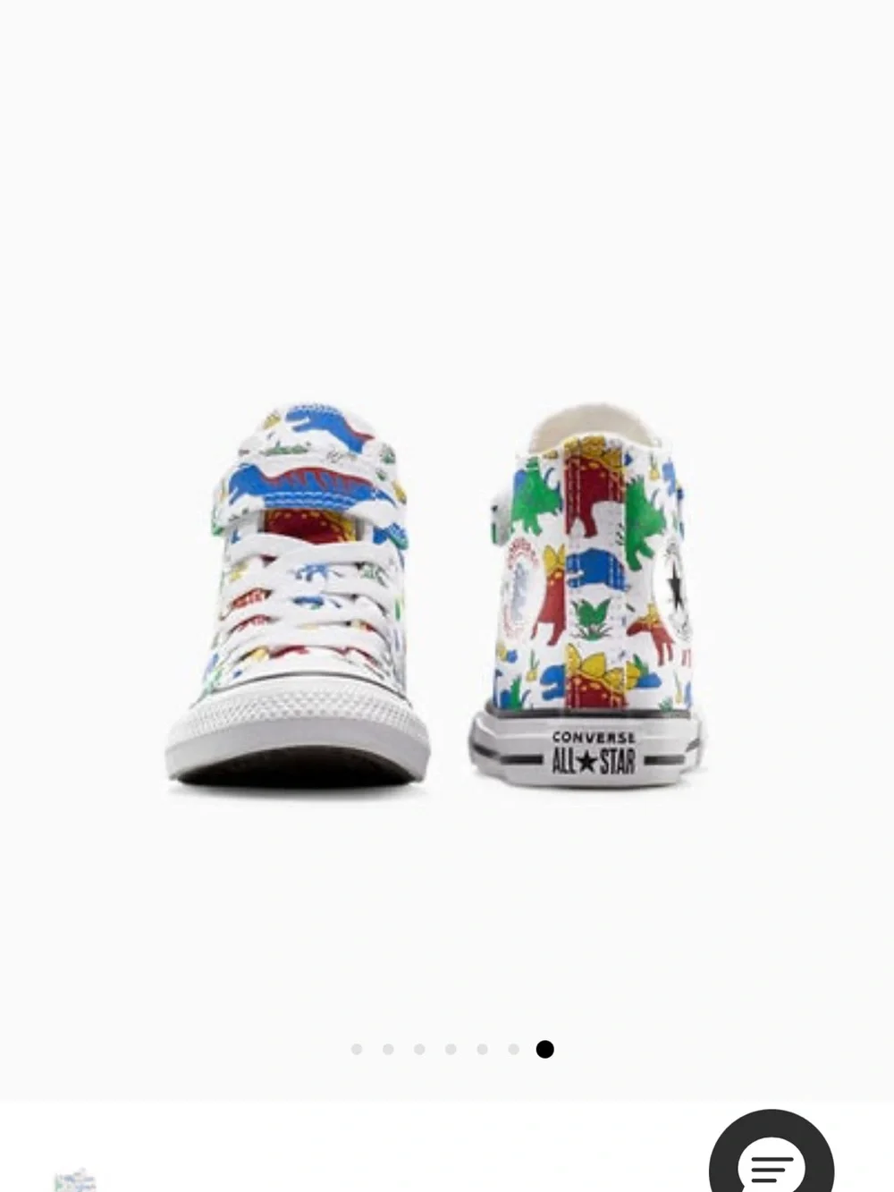 NWOT Converse Kids White High-Top Sneakers with Multicolor Dino Print